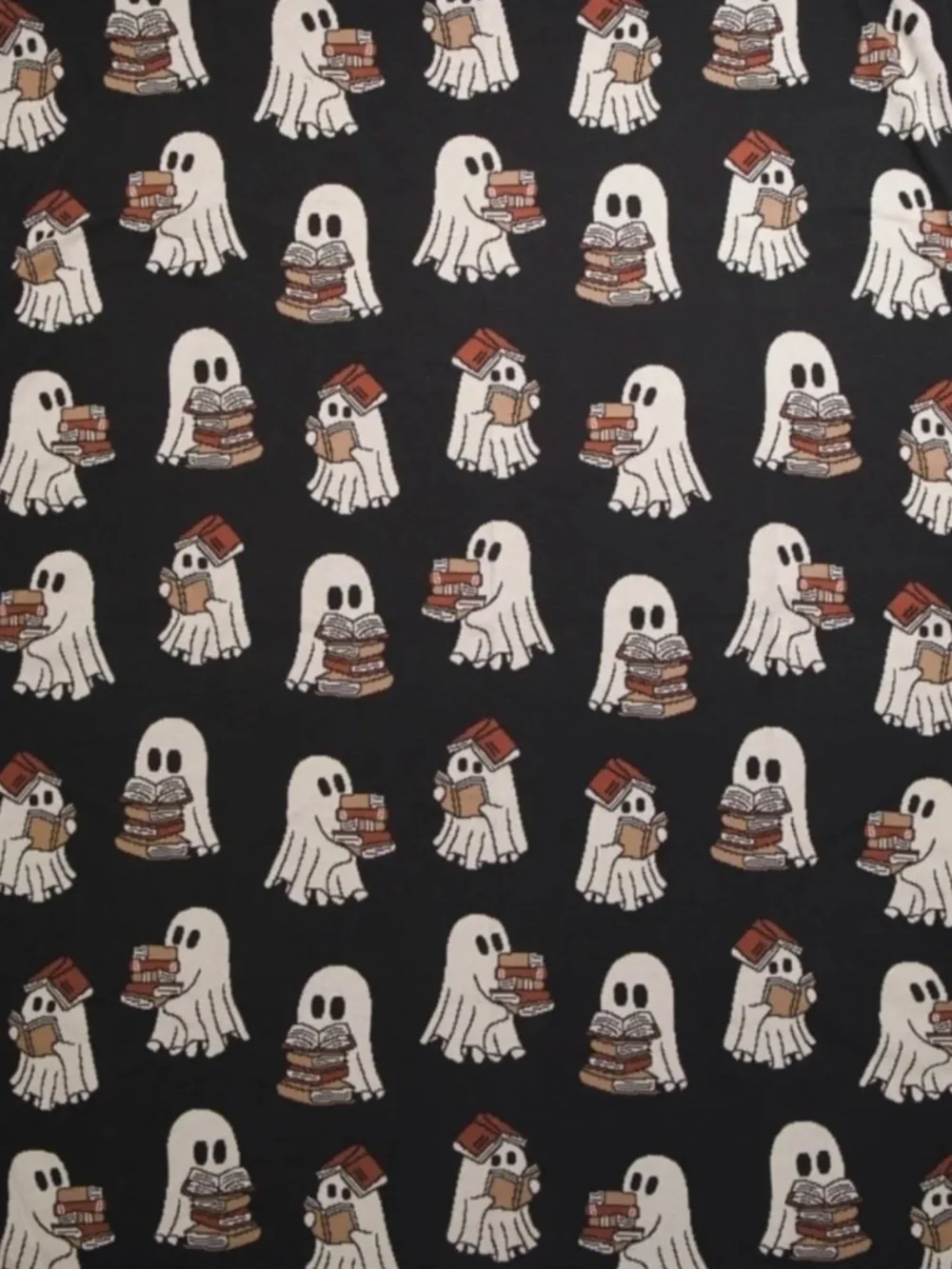 NEW VIRAL HALLOWEEN GHOST AND READING BOOKS REVERSIBLE THROW BLANKET | 50X70 - Picture 2 of 4